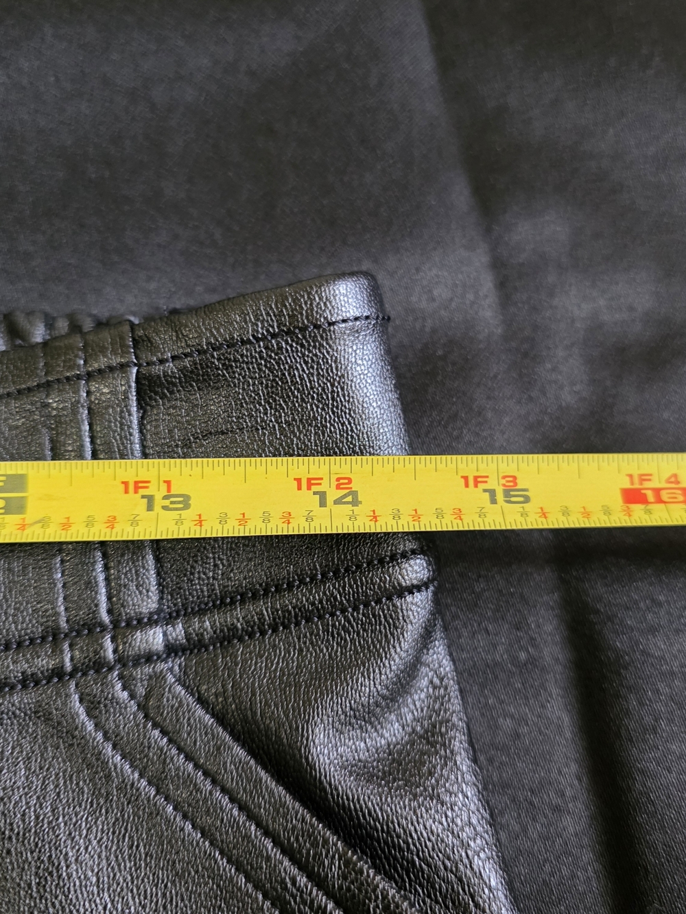 SPANX Black Faux Leather Joggers Suare Front Pockets - Picture 7 of 9